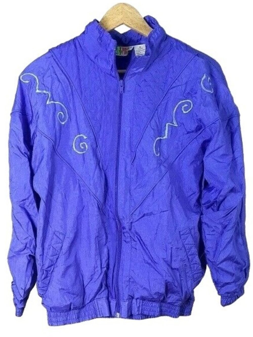 Bold Spirit Womens Nylon Windbreaker Purple Medium Track Jacket 80s 90s Vintage